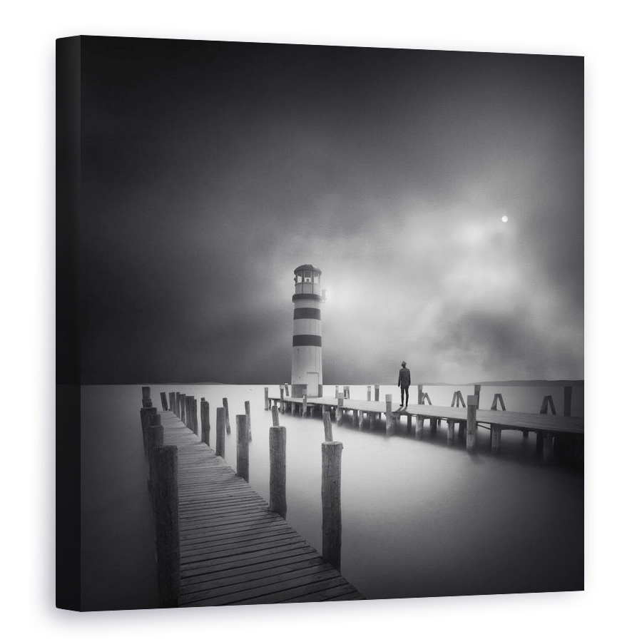 Tablou canvas - Punct De Vedere, Peisaj, Alb-Negru, Poveste, Soare, 100 x 100 cm