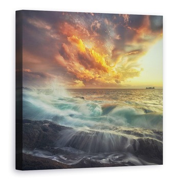 Tablou canvas - Delir In Culori, Apus De Soare, Nori, Cer, Rosu, 60 x 60 cm Tablou canvas - Delir In Culori, Apus De Soare, Nori, Cer, Rosu, 60 x 60 cm