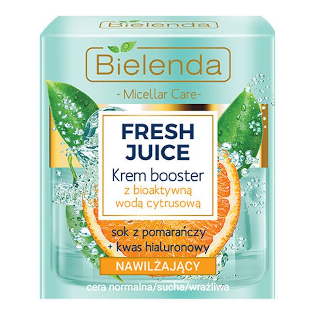 Crema de fata Fresh Juice Booster, Bielenda, Detoxifianta, Cu apa bioactiva de citrice, Portocala Femei, 50 ml