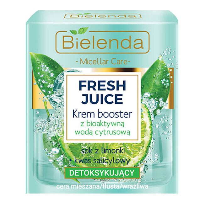 Crema de fata Fresh Juice Booster, Bielenda, Detoxifianta, Cu apa bioactiva de citrice, Lime, Femei, 50 ml