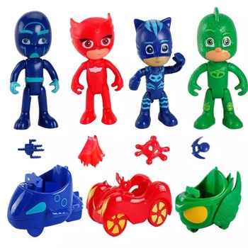 Set figurine model Eroi in Pijama, 3 masinute si 4 arme incluse, multicolor, + 3 ani Set figurine model Eroi in Pijama, 3 masinute si 4 arme incluse, multicolor, + 3 ani