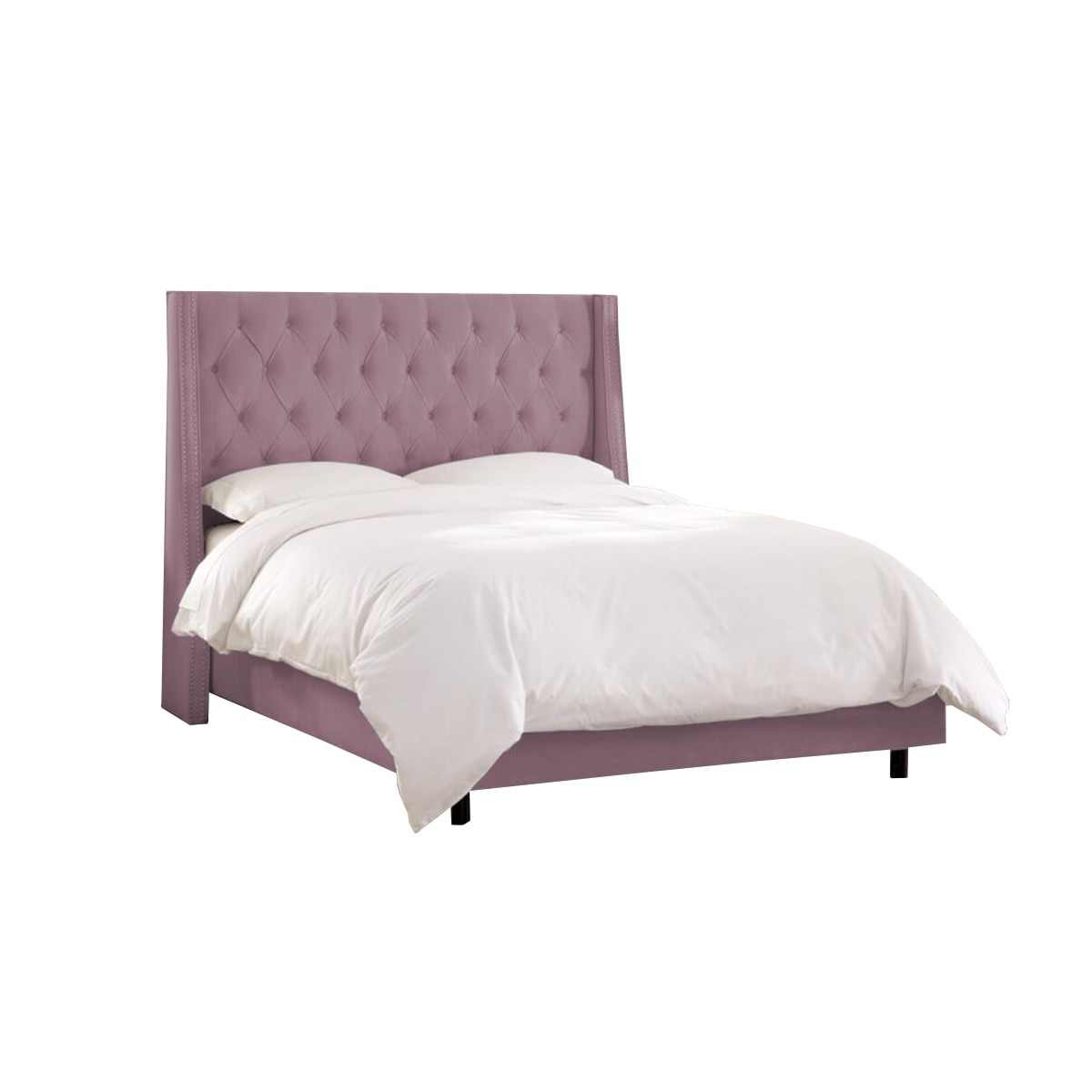 Pat tapitat Minty Roz flamingo, MobAmbient, cu tablie Chesterfield din catifea, somiera metalica rabatabila, lada de depozitare, pentru saltea 160 x 200 cm