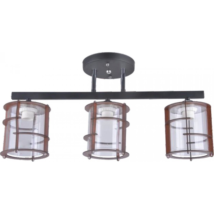 Полилей от канап с 3 източника на светлина, 3xE27, черен/кафяв
