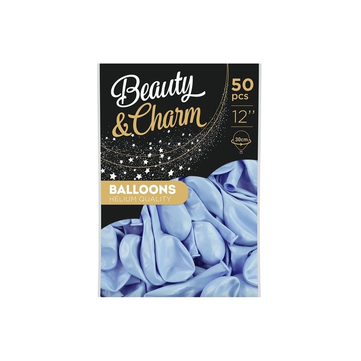 Set 50 baloane latex macaron, Deco, Bleu, 30 cm