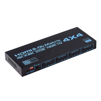 Switch HDMI 2.0b HDCP 2.2 MATRIX 4k 60Hz, 4in 4out, 18Gbps, EDID, cu telecomanda IR Switch HDMI 2.0b HDCP 2.2 MATRIX 4k 60Hz, 4in 4out, 18Gbps, EDID, cu telecomanda IR