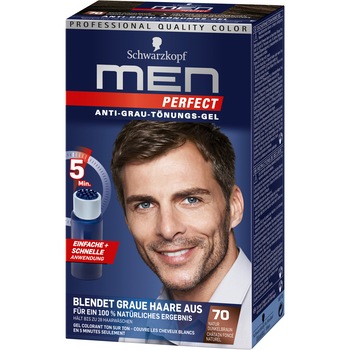 Gel colorant Schwarzkopf Men Perfect Anti-Grey 70, Castaniu inchis natural Gel colorant Schwarzkopf Men Perfect Anti-Grey 70, Castaniu inchis natural
