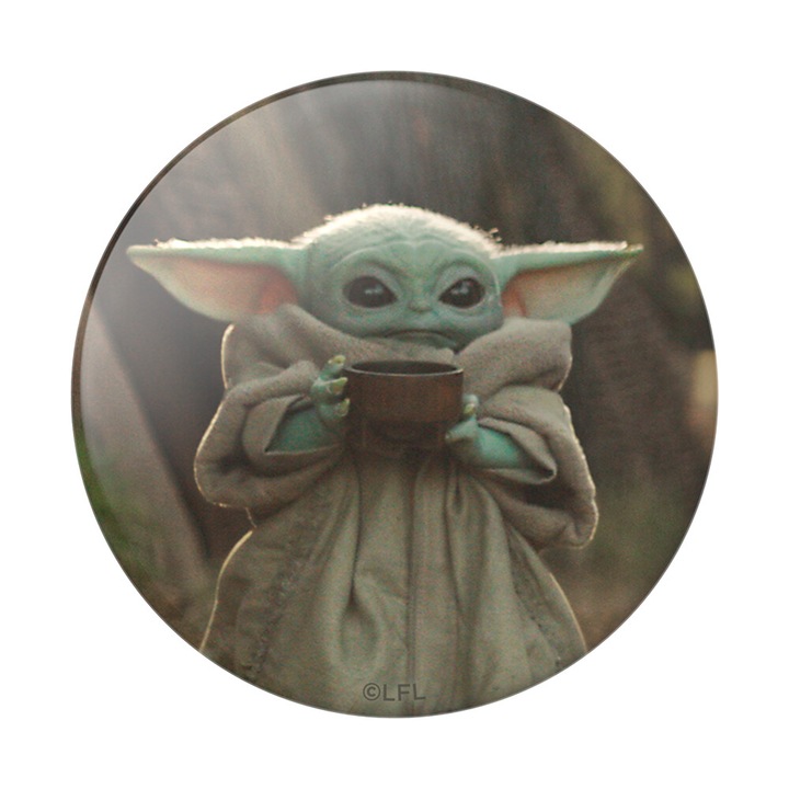 Аксесоар за телефон PopSockets, Универсален държач Baby Yoda Sippin, Междузвездни войни