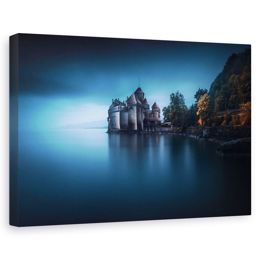 Tablou canvas - Fortificatia In Lumina, Lac, Elvetia, Castel, Calatorie, Geneva, 40 x 60 cm