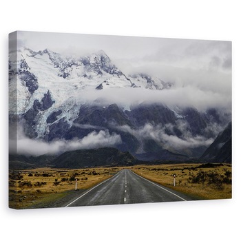 Tablou canvas - Drumul Spre Muntele Cook, Munti, Nori, Calatorie, Perspectiva, 40 x 60 cm Tablou canvas - Drumul Spre Muntele Cook, Munti, Nori, Calatorie, Perspectiva, 40 x 60 cm