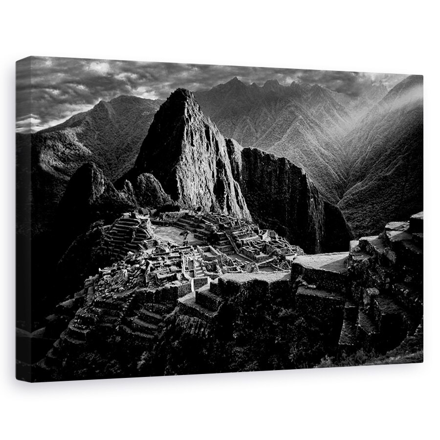 Tablou canvas - Orasul Pierdut Al Incasilor, Peru, Macchu Picchu, Alb-Negru, Istorie, 40 x 60 cm