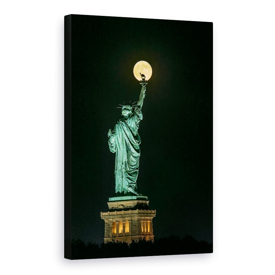 Tablou canvas - Statuia Libertatii, Luna Plina, Libertate, 40 x 60 cm