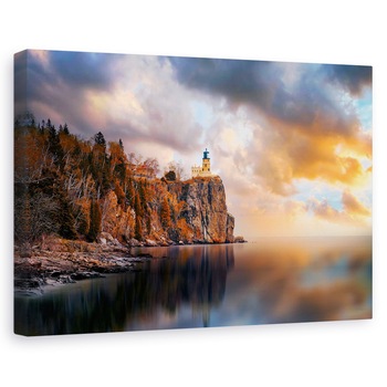 Tablou canvas - O Zi Innorata La Farul Split Rock, Stanca, Apus De Soare, Nori, 20 x 30 cm Tablou canvas - O Zi Innorata La Farul Split Rock, Stanca, Apus De Soare, Nori, 20 x 30 cm