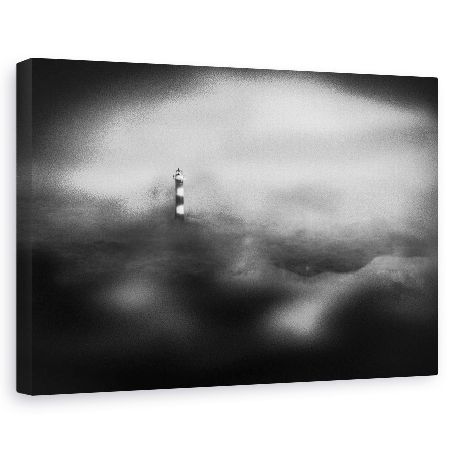 Tablou canvas - Far, Alb-Negru, Cereale, Granulat, Maritim, 20 x 30 cm