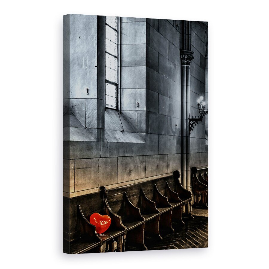 Tablou canvas - Inima Pierduta, Baloane, Rosu, Biserica, 40 x 60 cm