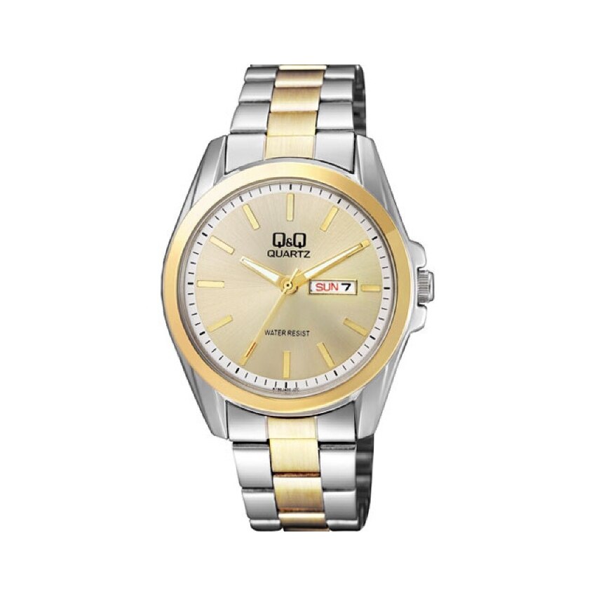 Ceas barbatesc Q&Q casual clasic, alama, argintiu si auriu
