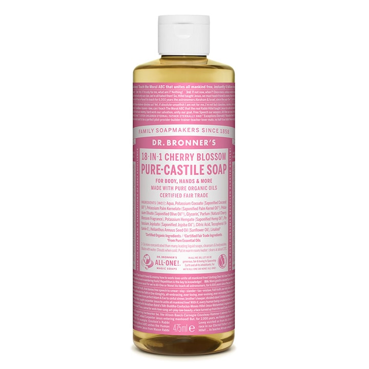 Органичен сапун Castile, 18 в 1, Черешов цвят - течен, 475 ml