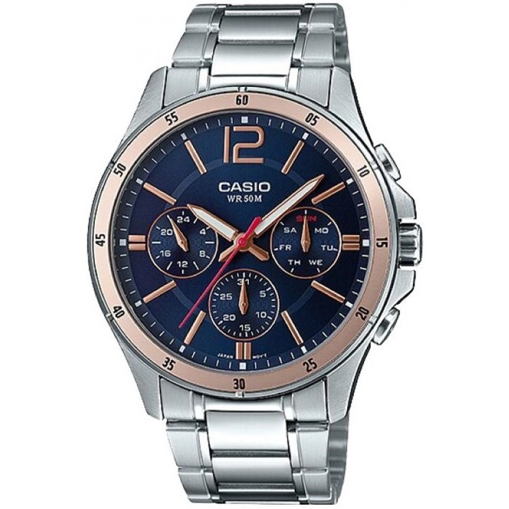 Мъжки аналогов часовник Casio MTP-1374D-2A2,Ден и дата