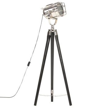 Lampa de podea tip trepied, vidaXL, Otel/Lemn masiv de mango, 97 cm, 220-240 V~, 50/60 Hz, Negru Lampa de podea tip trepied, vidaXL, Otel/Lemn masiv de mango, 97 cm, 220-240 V~, 50/60 Hz, Negru