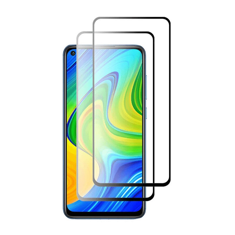 Set 2 folii protectie sticla securizata fullsize pentru Xiaomi Redmi Note 9, negru