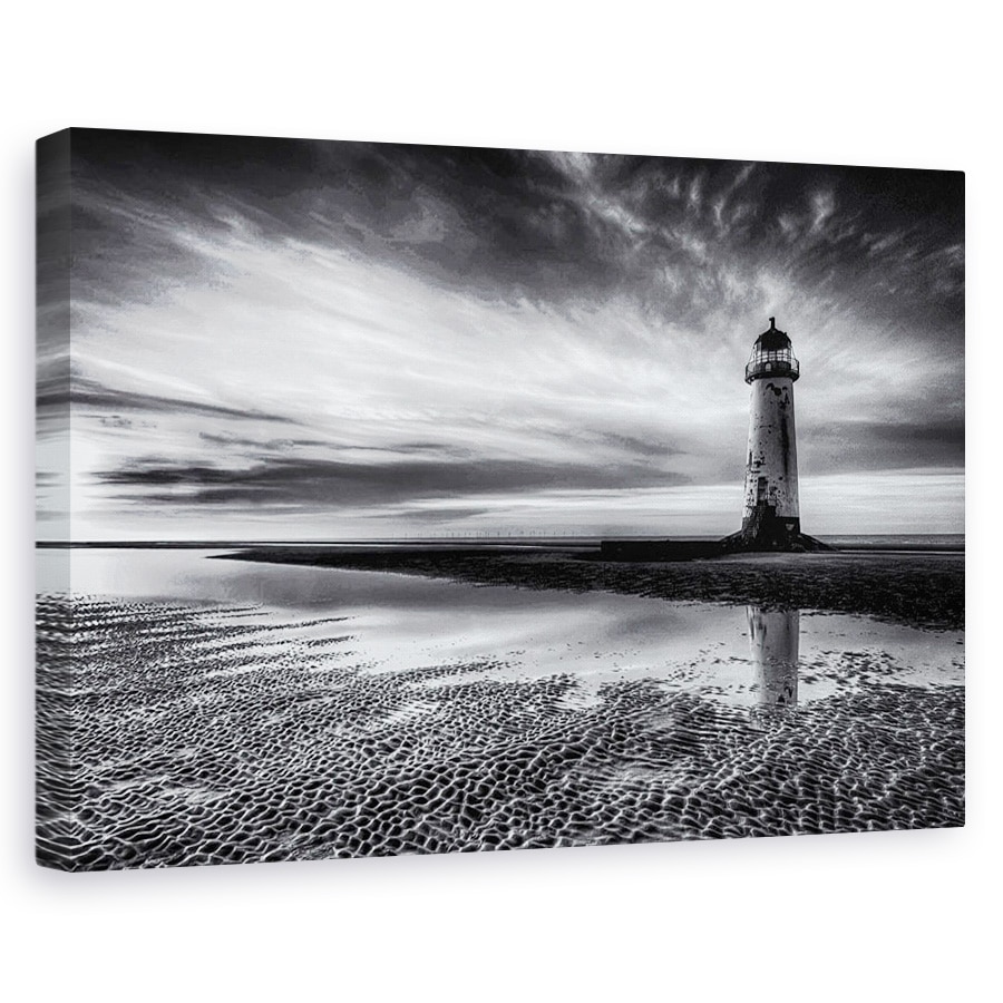 Tablou canvas - Pe Plaja Talacre, Tara Galilor, Far, Nisip, 80x120 cm