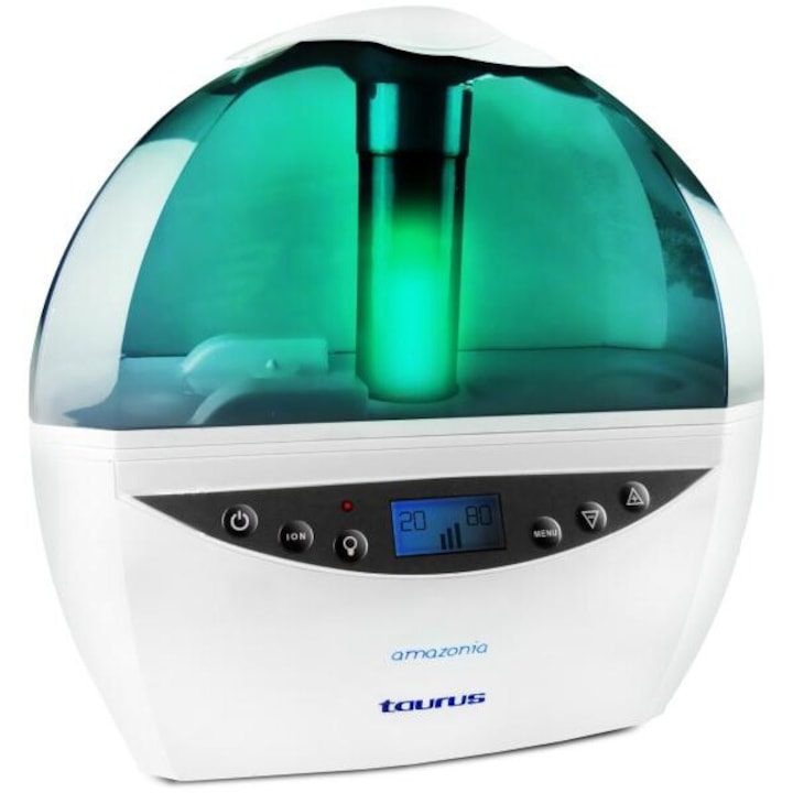 Umidificator de aer Ultrasonic ELECTO, Rezervor 400 ml, Cu Difuzor Aromaterapie, pentru ionizare, Cu Telecomanda, Iluminare LED, Bej