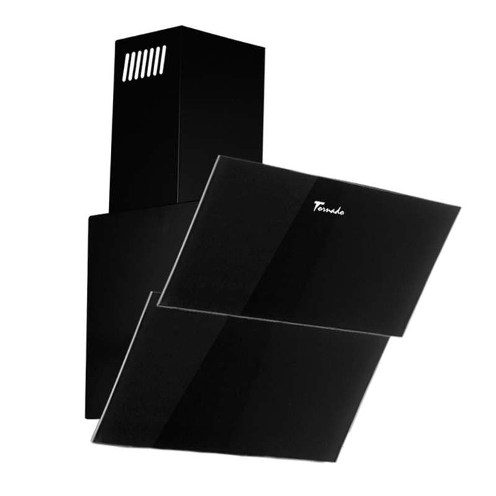 Hota Decorativa Tornado Blaze Touch Free 1100 (60) LED, 1 motor Turbo, latime 60 cm, 4 viteze, absorbtie 1100 m3/ora, filtru anti-grasimi aluminiu 5 straturi, Negru/Sticla