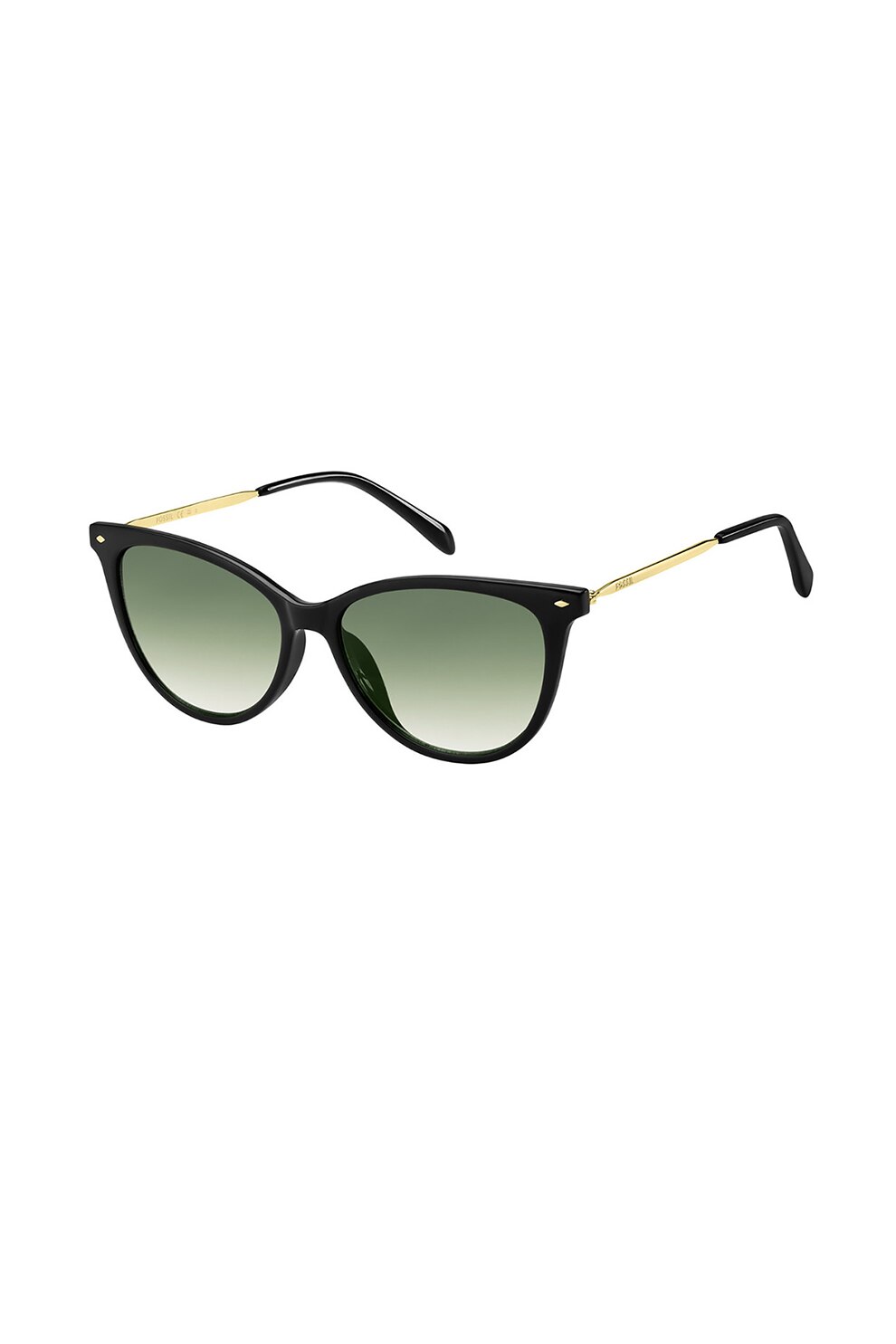 Fossil, Ochelari de soare cat-eye cu lentile in degrade, Negru/Verde/Auriu, 54-15-145 Standard