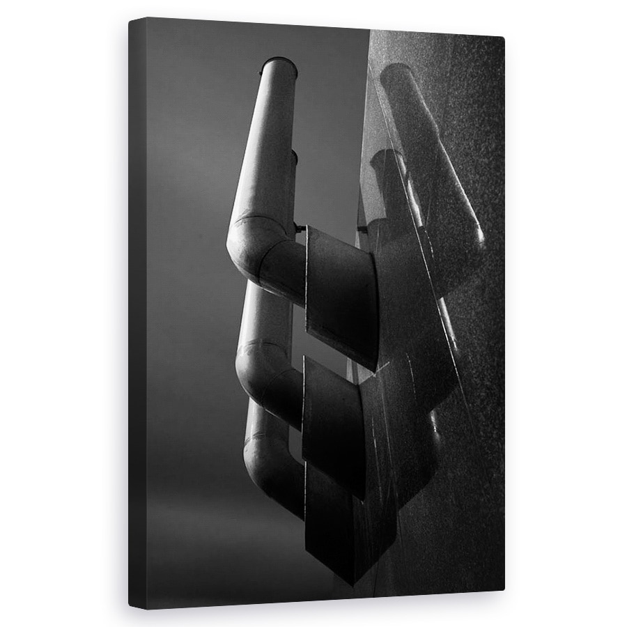 Tablou canvas - Dublu Trei, Tevi, Abstract, Metal, Alb-Negru, 60 x 100 cm