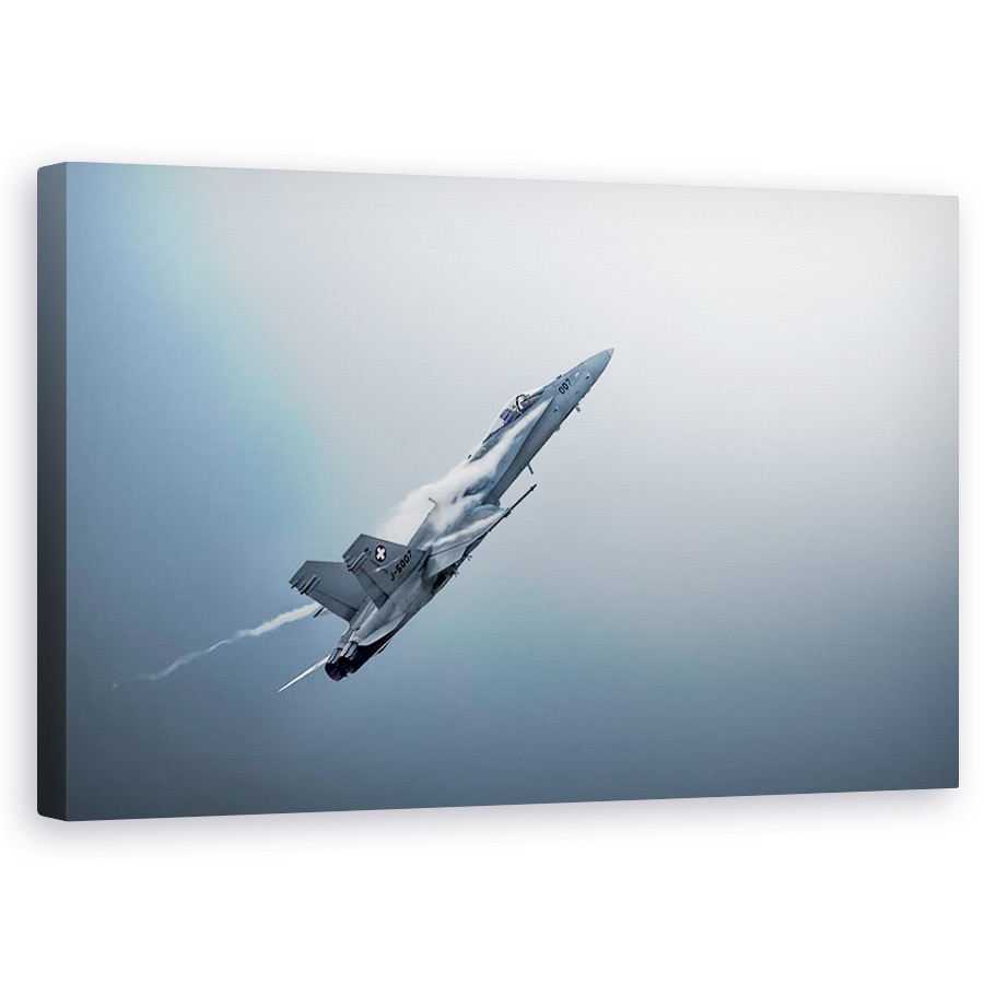 Tablou canvas - Avion, Airshow, Avion, Gri, Nori, Luptator, 60 x 100 cm