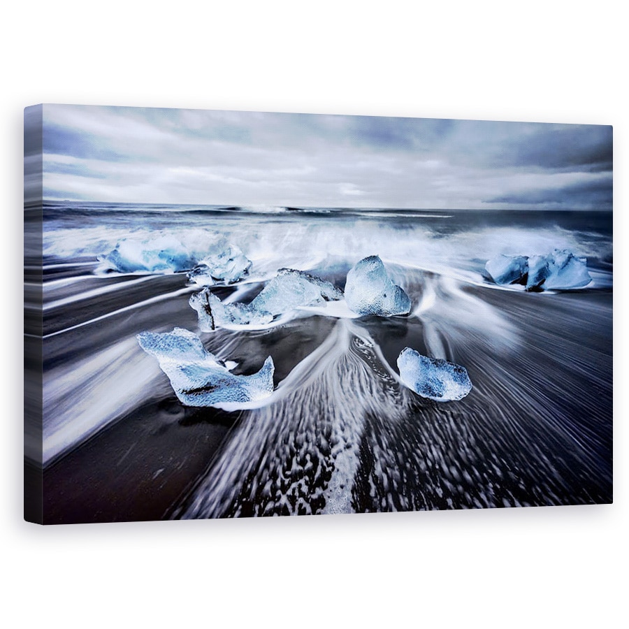 Tablou canvas - Diamante Albastre, Peisaj Marin, Iarna, Flux, Surf, 60 x 100 cm