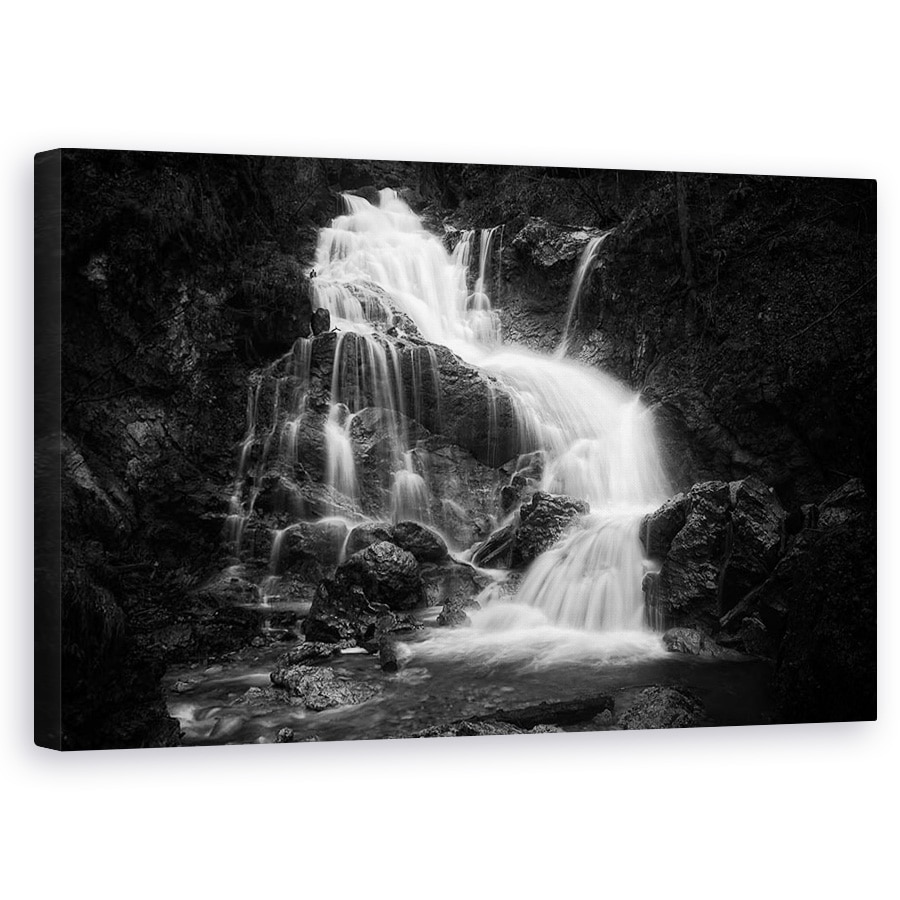 Tablou canvas - Lainbach, Cascada, Alb-Negru, Contrast, Flux, Curge, 60 x 100 cm