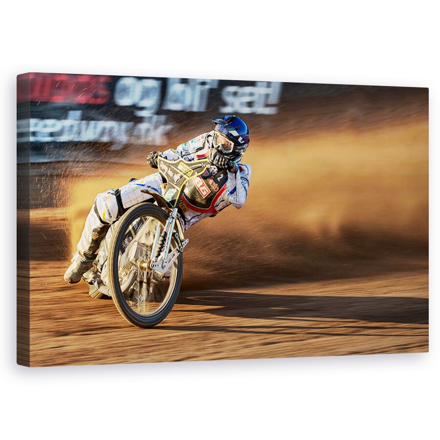 Tablou canvas - O Dara De Praf La Apus De Soare, Autostrada, Danemarca, Actiune, Motocicleta, 50 x 80 cm