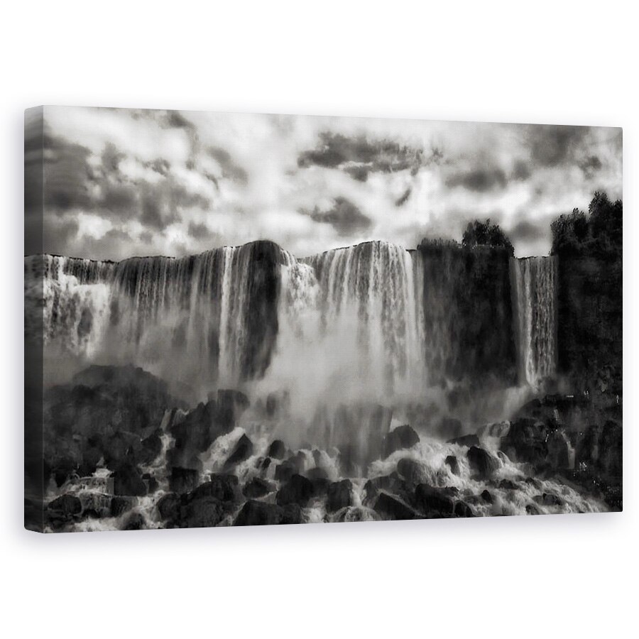 Tablou canvas - Pestera Vanturilor Din Niagara, Peisaj, Cadere, Cascada, Alb-Negru, 50 x 80 cm