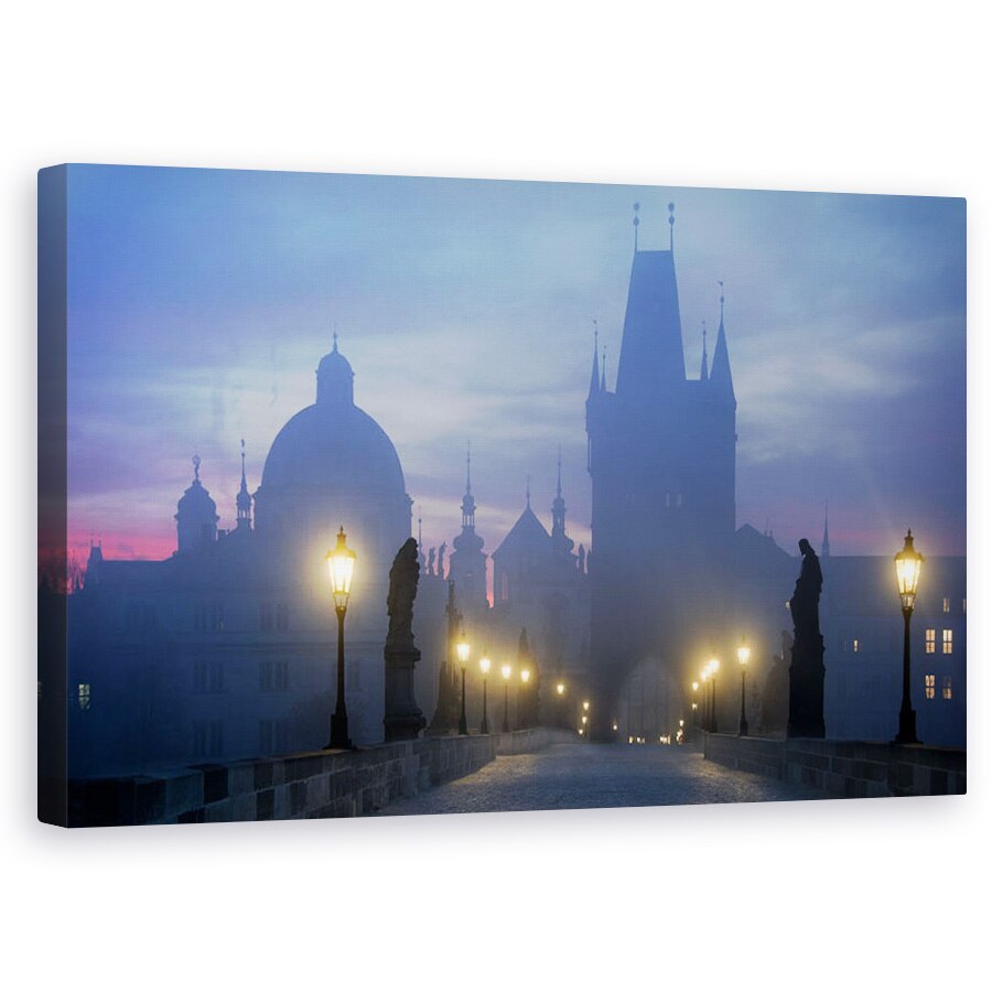 Tablou canvas - Praga Se Trezeste, Rasarit De Soare, Pod, 60 x 100 cm