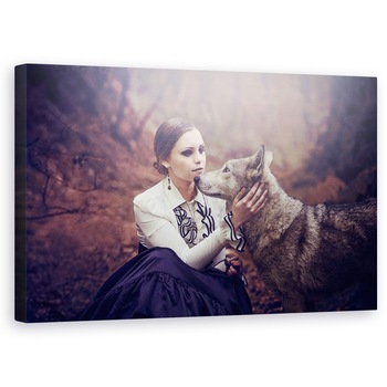 Tablou canvas - Vicontesa, Lup, Femeie, Padure, Stare De Spirit, Portret, 60 x 100 cm Tablou canvas - Vicontesa, Lup, Femeie, Padure, Stare De Spirit, Portret, 60 x 100 cm