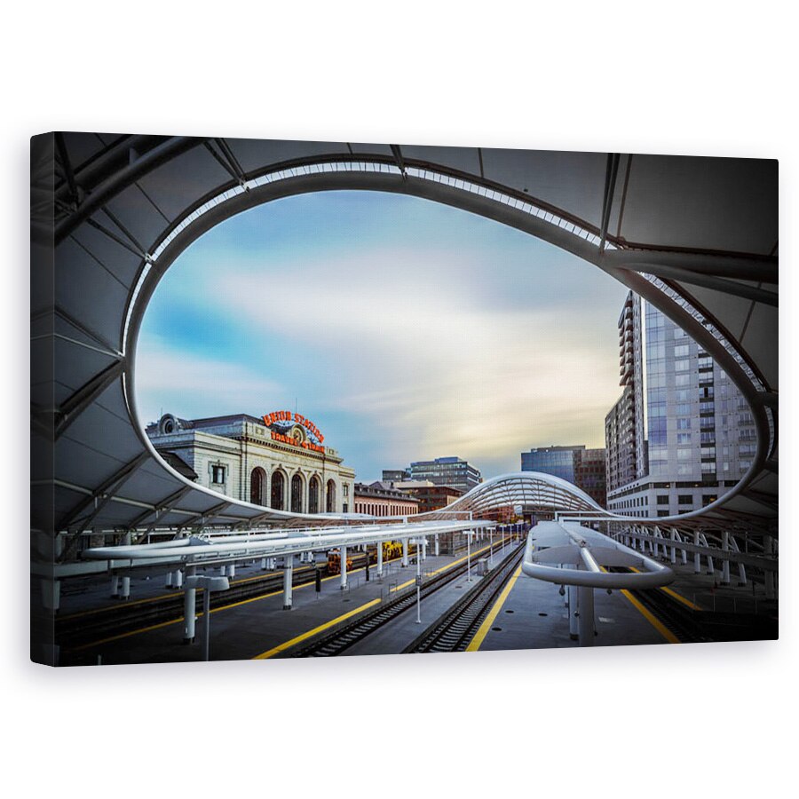 Tablou canvas - Union Station Denver - Apus De Soare Lent, Arhitectura, Uniune, Statie, Gara, Cale Ferata, 60 x 100 cm