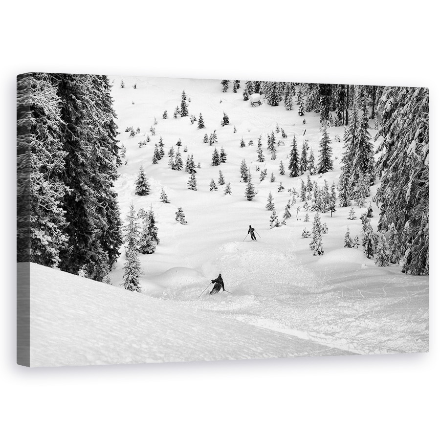 Tablou canvas - Freerideri, Actiune, Alb-Negru, Peisaj, Schi, 60 x 100 cm