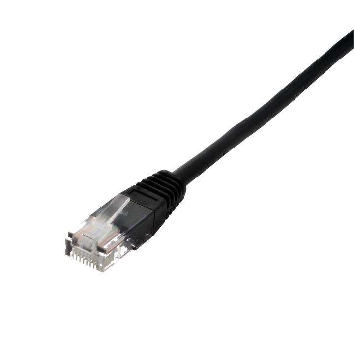 Cablu UTP Well, cat5e, patch cord, 1.5m, negru