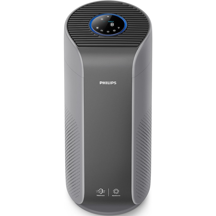 Purificator Philips AC2959/53, CADR 330 m3/h, AeraSense, VitaShield, Panou tactil, Bluetooth, Gri