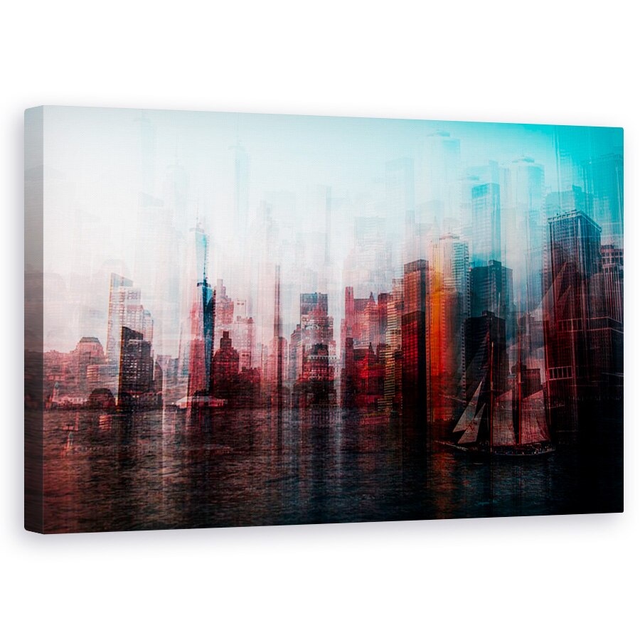 Tablou canvas - In Manhattan, Abstract, New York, Rosu, 60 x 100 cm