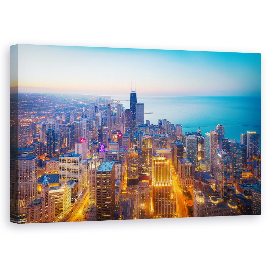 Tablou canvas - Orasul Magnific, Chicago, Peisaj Urban, Cer, Noapte, 60 x 100 cm