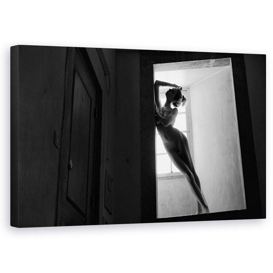 Tablou canvas - Sprijinindu-Se Pe Curbele Mele, Femeie, Lumina, Corp, Usa, Nud, 50 x 80 cm