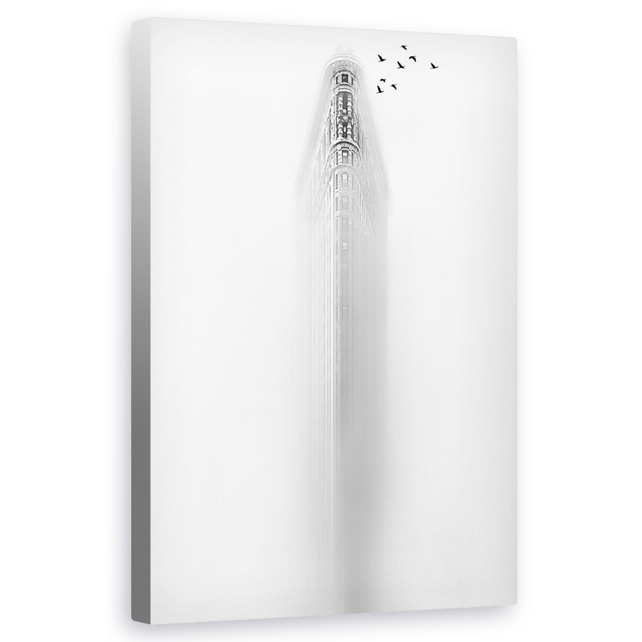 Tablou canvas - Alb, Alb-Negru, Punct, Cladirea Flatiron, 60 x 100 cm