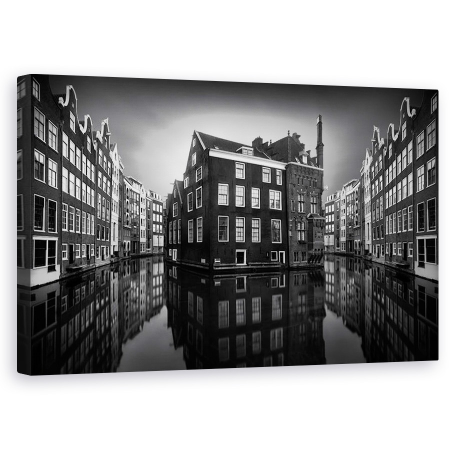 Tablou canvas - Canalul Din Amsterdam, Case, Apa, 60 x 100 cm