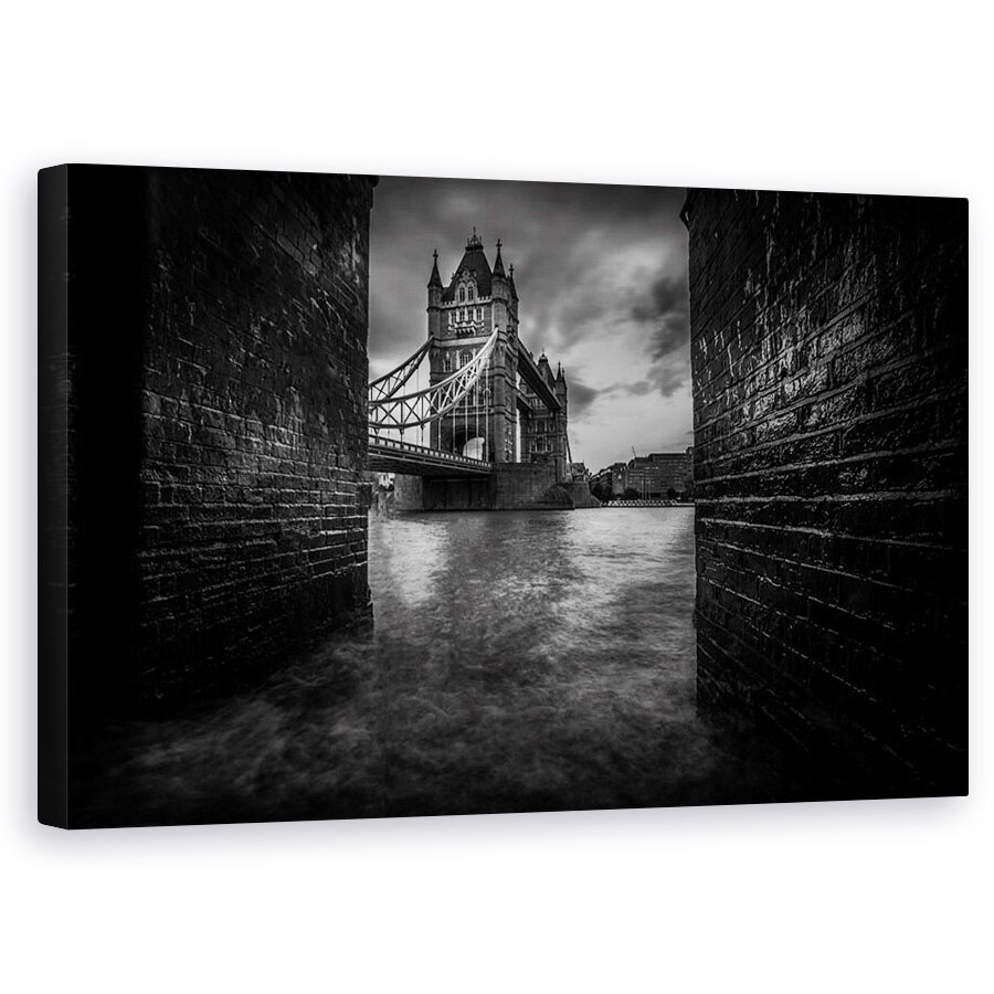 Tablou canvas - Urmareste-L Pe Sherlock, Londra, Arhitectura, Tower Bridge, Pod, Alb-Negru, 60 x 100 cm