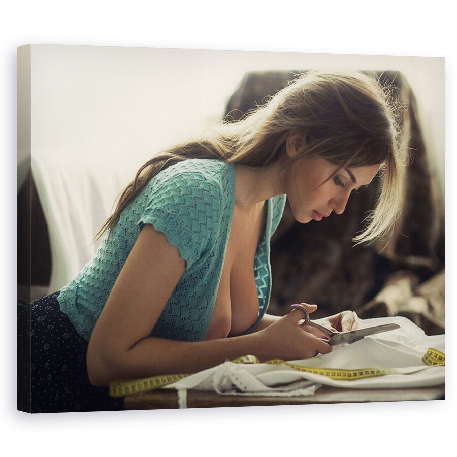 Tablou canvas - 0, Nud, Dezbracat, Croitor, Foarfeca, 24 x 30 cm