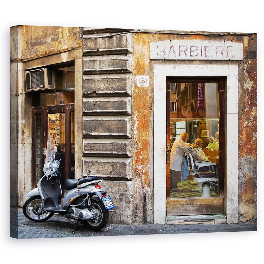 Tablou canvas - Barbier, La Roma, Scuter, Frizer, Strada, Oameni, 80 x 100 cm