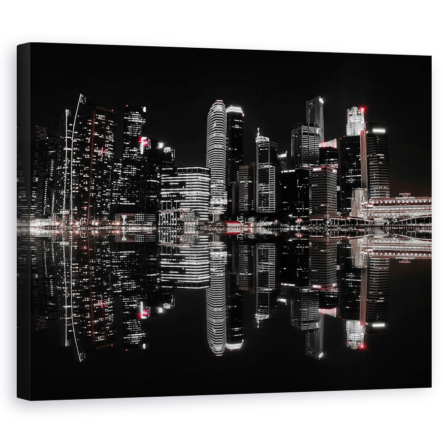 Tablou canvas - Noapte In Oras, Arhitectura, Singapore, Cer, Peisaj Urban, 24 x 30 cm