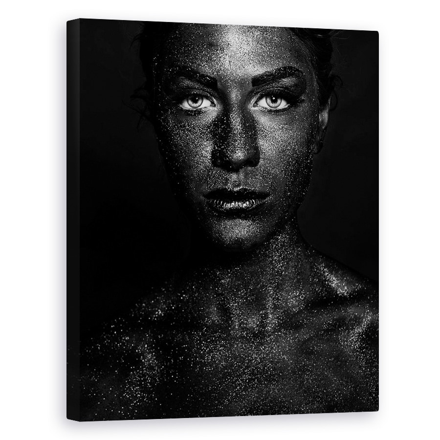 Tablou canvas - Fata Neagra, Alb-Negru, Nisip, Praf, Portret, 80 x 100 cm