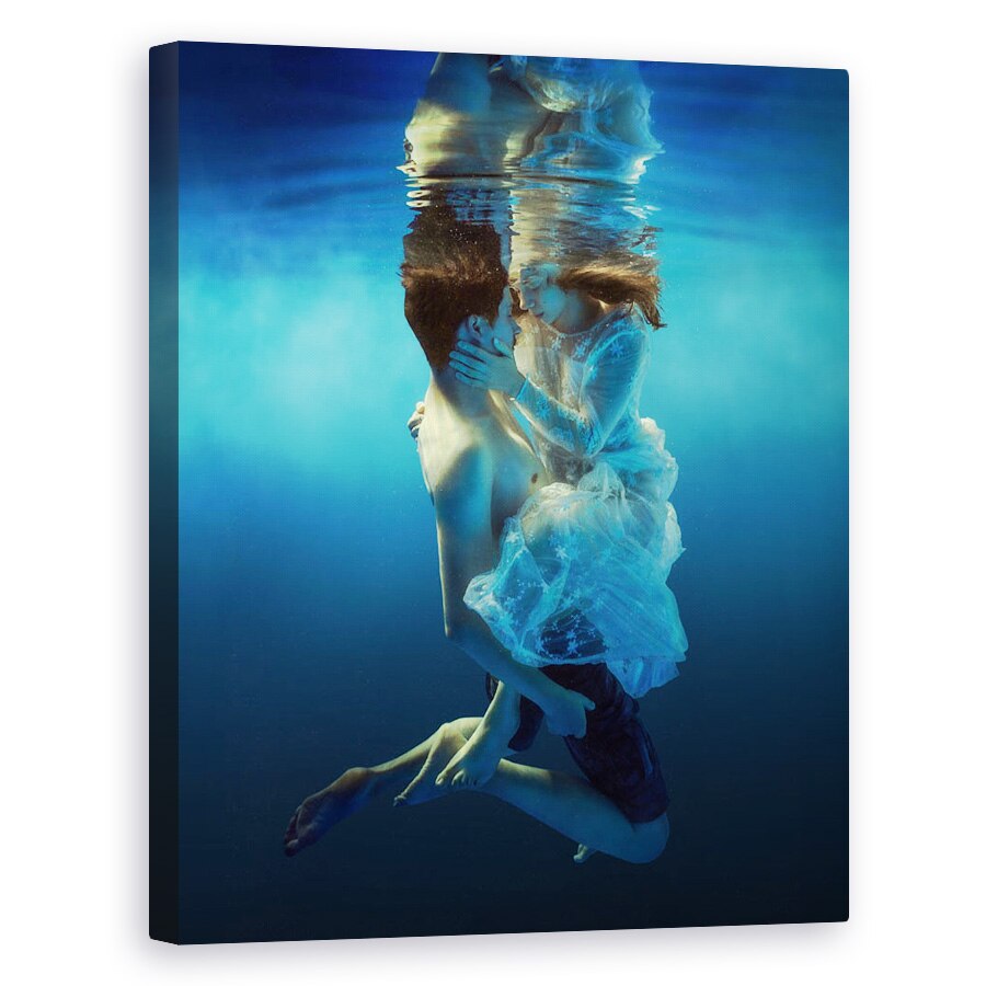 Tablou canvas - Doar Doua, Om, Femeie, Fata, Sarut, Rochie, 24 x 30 cm
